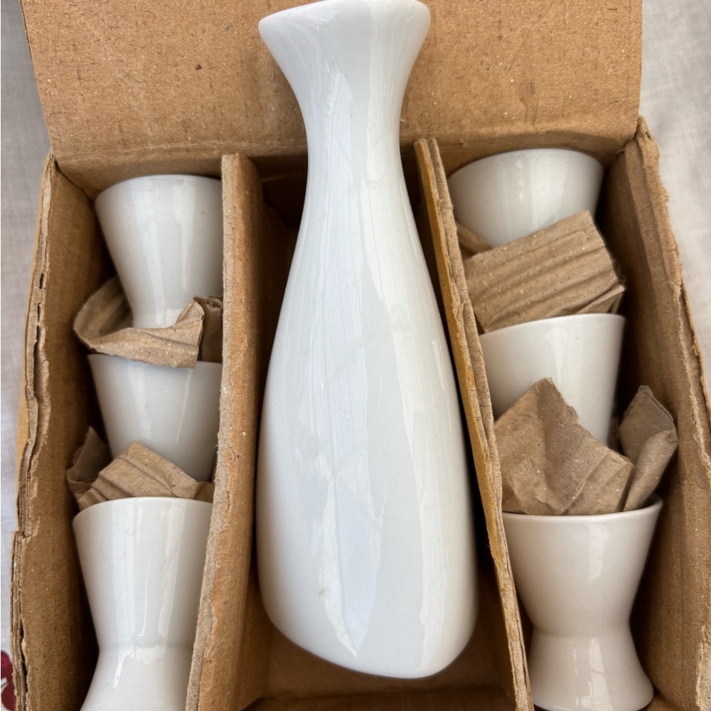 Elegant sake White Ceramic Set 10 cups